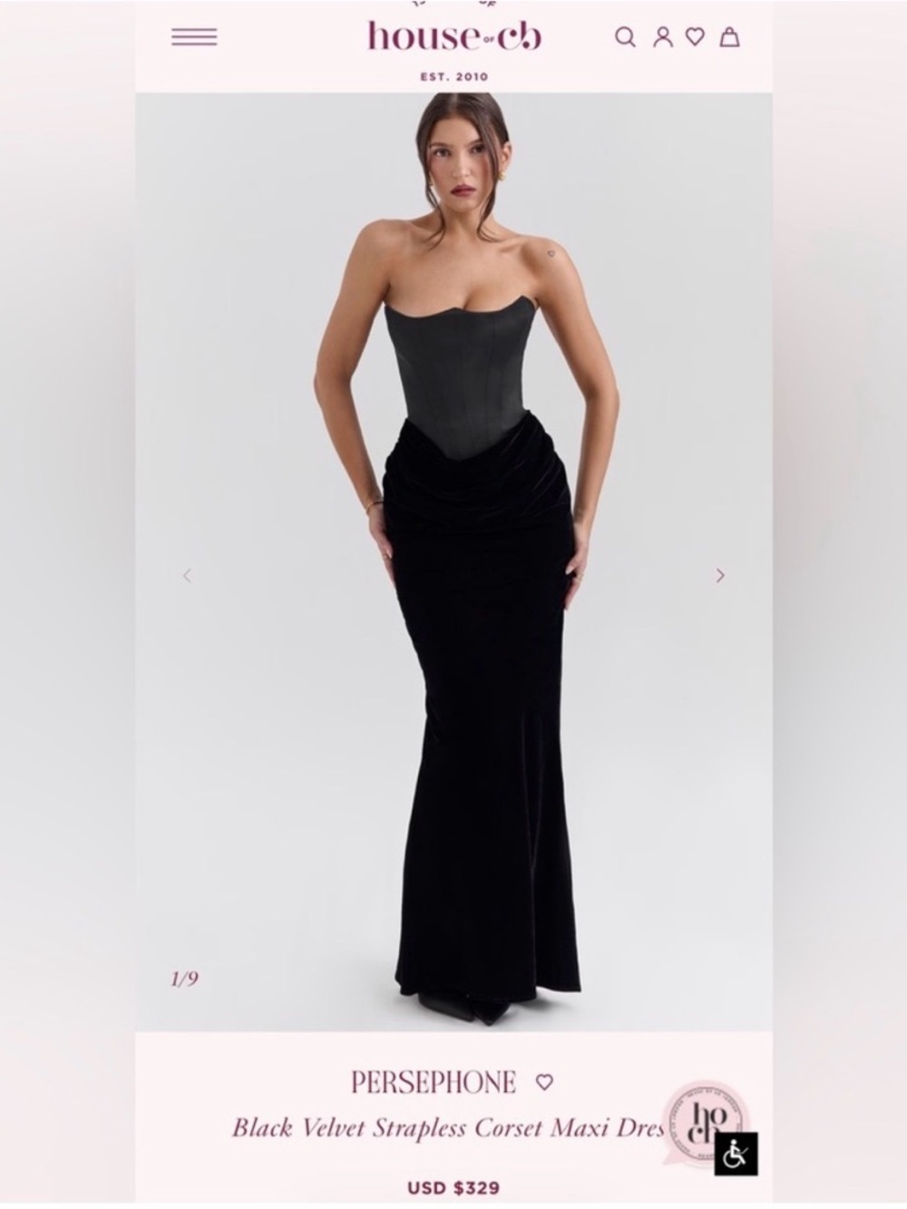 House of CB Black 'Persephone' Maxi Strapless Dress corset - Picture 2 of 9